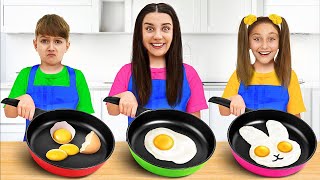 Sasha in kids cooking challenge with Papa