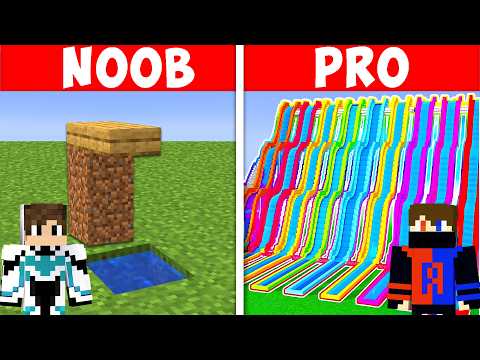Noob vs Pro : Giant WATER PARK Build Challenge