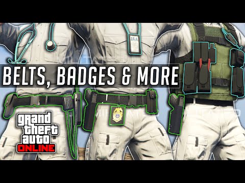 GTA Online How To Get Cop/Medic belt/Gun Holster & IAA Badges READ PINNED COMMENT Clothing Glitches