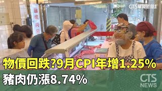 [問卦] 物價回跌？ 9月CPI年增1.25% 豬肉仍漲8.7