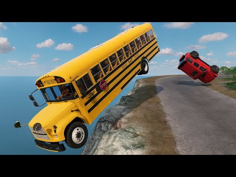Deadly Cliff Roads | SchoolBus Free Fall 😱🔥 - BeamNG.drive #164 | Cinematic Crashes