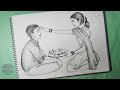 Bhai Dooj Festival Drawing - Pencil Sketch for Beginners ||How to draw Bhau Beej Festival