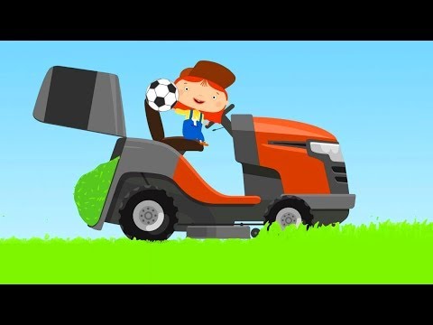 Car cartoons for kids: Doctor McWheelie and a lawnmower.
