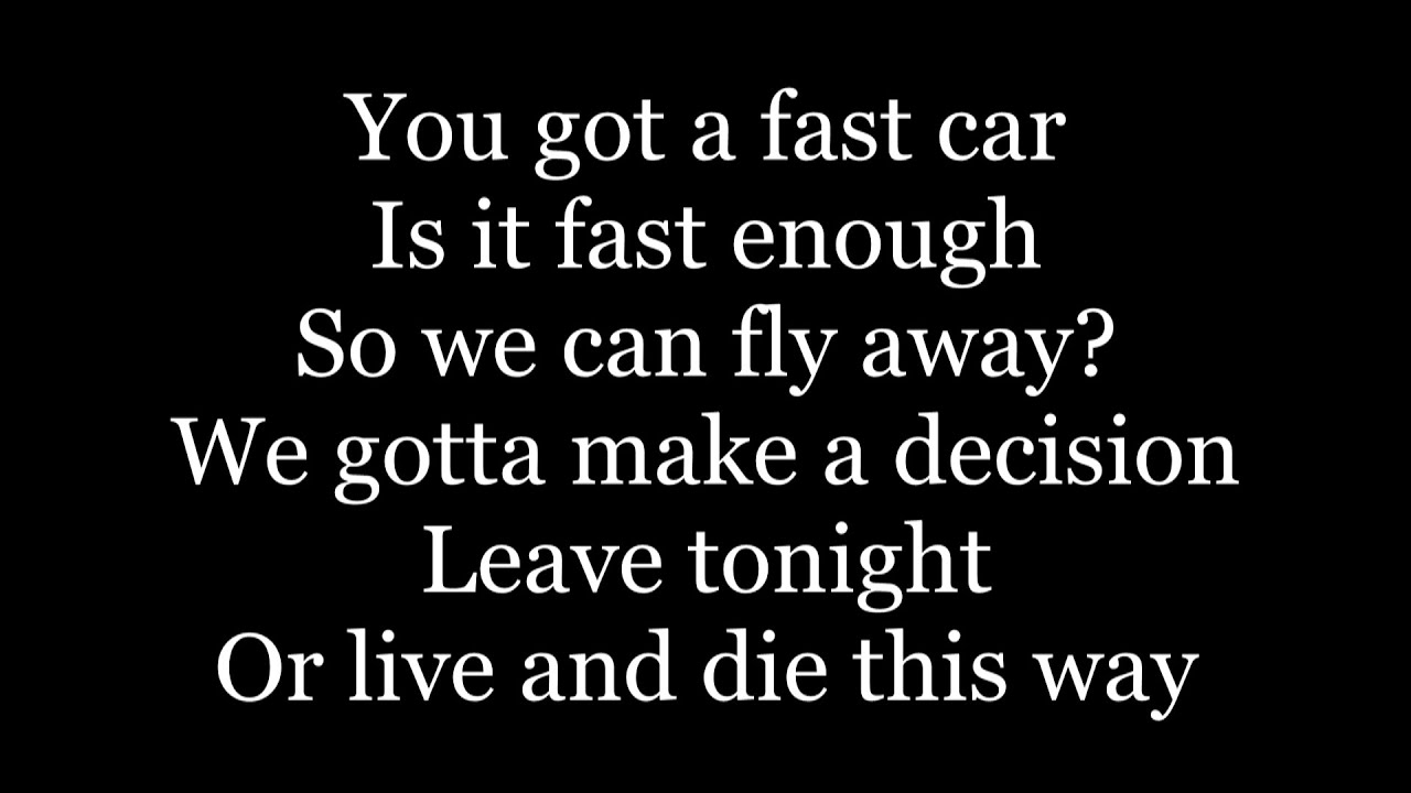Tracy Chapman - Fast Car ( lyrics )