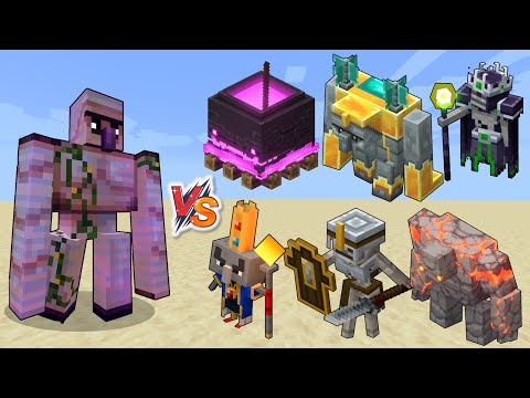 Enchanted Iron Golem vs Minecraft Dungeons Mobs and Bosses