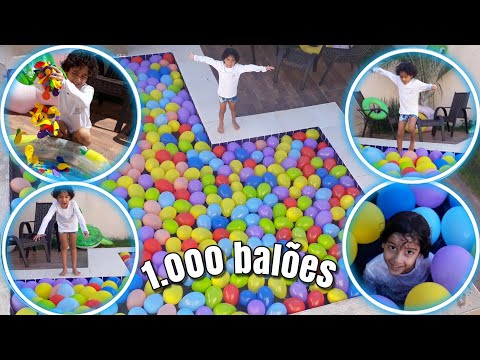 COLOCAMOS 1.000 BALÕES COLORIDOS NA NOSSA PISCINA