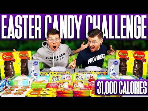 THE 200 SERVINGS OF EASTER CANDY CHALLENGE! | 31,000 Calories | Twins vs Food