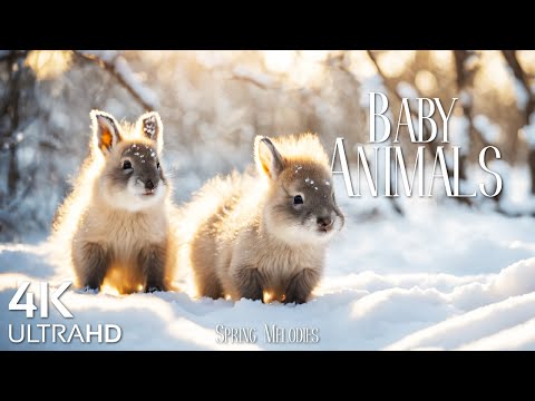 Baby Animals 4K UltraHD - Cute Animals - Winter Wild Baby Animals With Relaxing Music