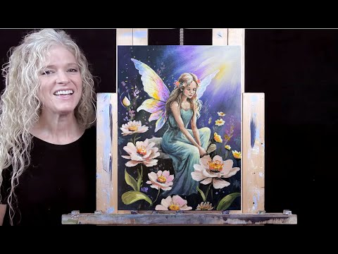 FLOWER FAIRY- Learn How to Draw and Paint with Acrylics - Easy Beginner Portrait Painting Tutorial