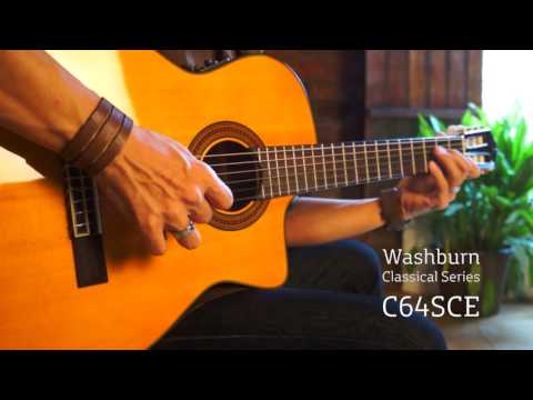 Washburn C64SCE Solid Spruce Top Mahogany Neck 6-String Classical Acoustic-Electric Guitar image 9