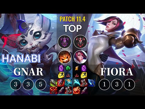 TLN Hanabi Gnar vs Fiora Top - KR Patch 11.4