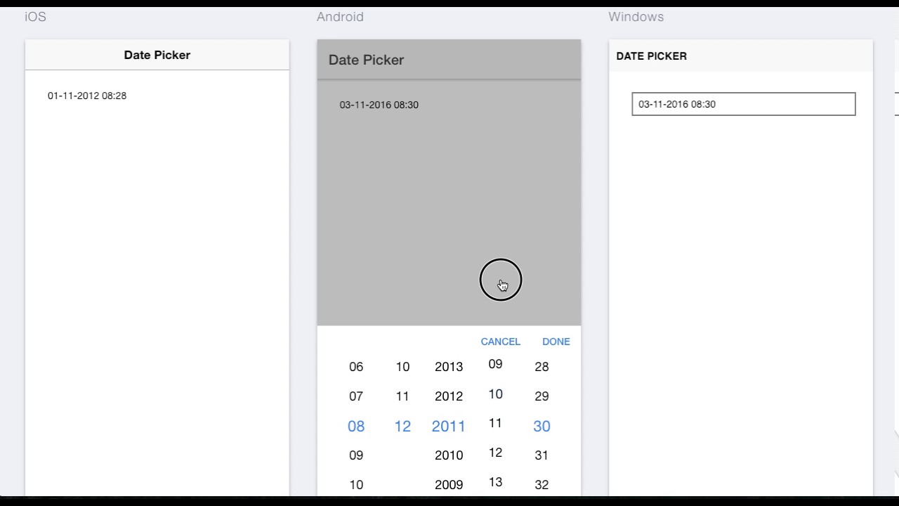 Ionic 2 / 3 Date Picker Example [output]