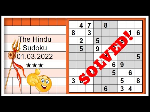 🔊How to Solve The Hindu Sudoku 3 Star | Step by Step Solution | 01.03.2022|  Level ★★★