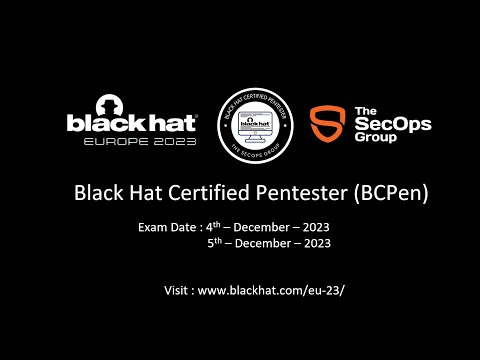 Black Hat Certified Pentester Europe | BCPen EU Certificate