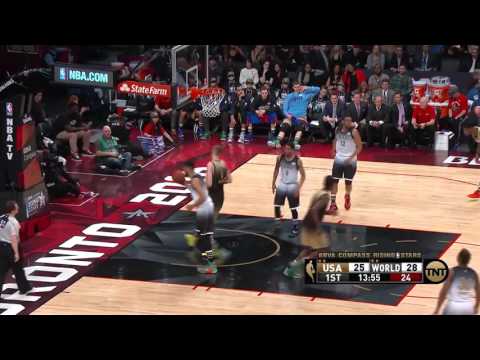 Kristaps Porzingis One-Handed Dunk | USA vs World | Feb 12, 2016 | NBA Rising Stars Challenge 2016