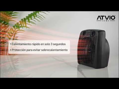 thumbnail video image 2 of Calefactor Atvio Home Eléctrico de Escritorio Negro 23cm de alto 1500W, 2 of 5