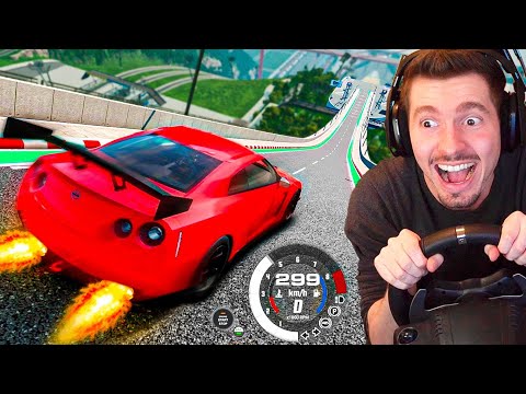 NOVA LADEIRA sem freio no BeamNG Drive a 300km/h! (DE VOLANTE)