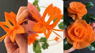 How To Make Carrot butterfly Carving Garnish - Super Salad Decoration Ideas