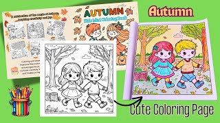 Autumn Coloring Fun for Kids |&quot; A Walk in the Park &quot; Cute coloring Page