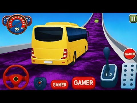 Crazy Bus Mega Ramp Impossible Racing - Bus Stunts Racing - Bus Simulator 3D -Android Gameplay