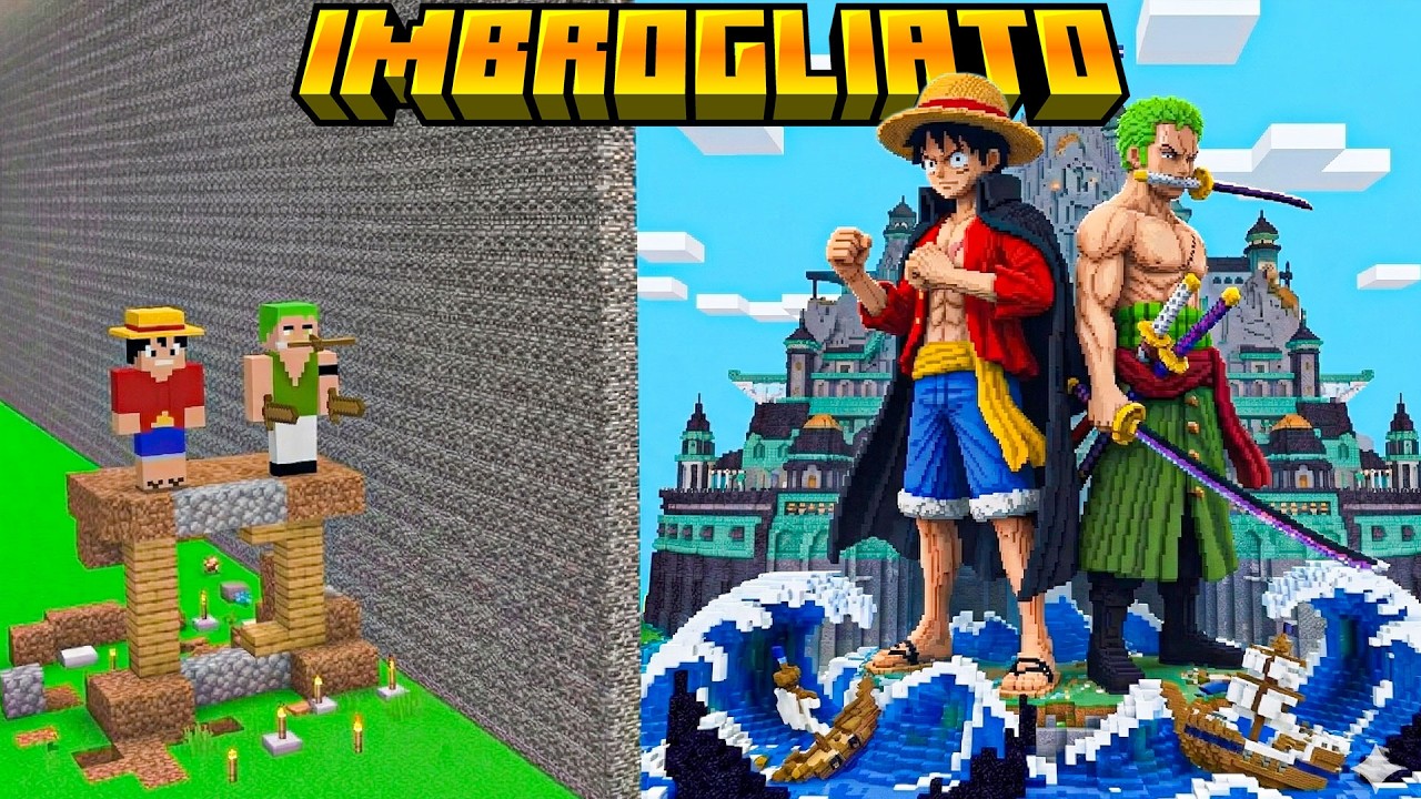HO IMBROGLIATO con ONE PIECE LUFFY e ZORO nella GARA DI COSTRUZIONE - MINECRAFT