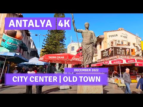 Antalya 2022 December City Center - Old Town Walking Tour|4k UHD 60fps