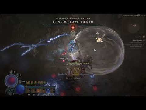 Diablo 4 - How to dps a level 98 boss in a tier 44 nightmare dungeon - Arc Lash Sorc