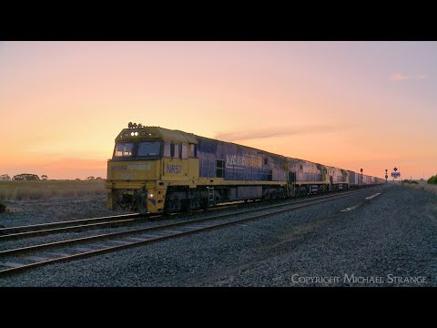 5PM5 Container Freight Train At Sunset With Three NR Class Diesel Locomotives (3/12/2023) - PoathTV