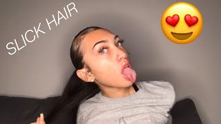 SLICK PONYTAIL WITH THICK HAIR TUTORIAL 💕| YASMEEN NICOLE
