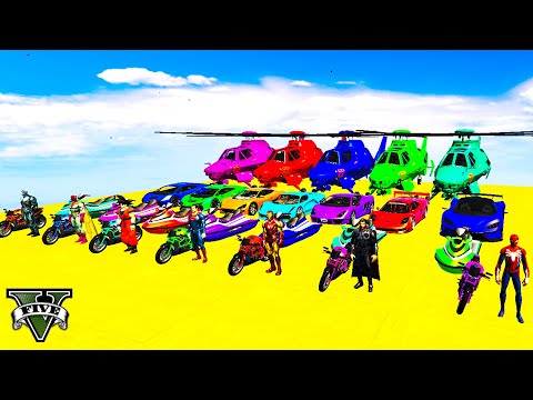 GTA V Mega Ramp On Monster truck, Jets and Boats By Trevor and Friends Stunt Map Racing Challenge