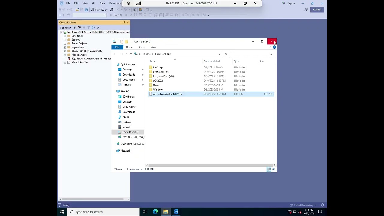 Setting up the AdventureWorks sample database