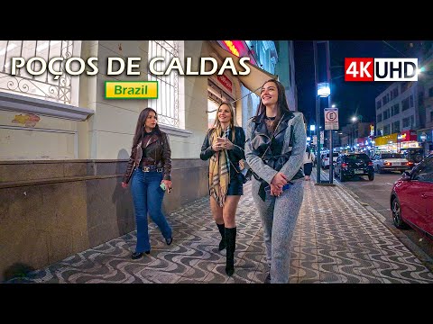 A Night Walk Through Brazil’s Classic Spa City 🇧🇷 | Poços de Caldas (4K)