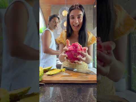 We made our own floating breakfast @airbnb  & went for a swim  #hindi #fruit