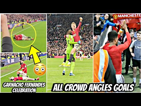 😳Garnacho and Bruno Fernandes Celebration and reactions on Amad late winner against Liverpool
