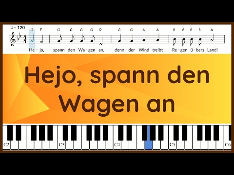 Hejo, spann den Wagen an | Herbstlied | Text und Noten | Klavier | instrumental