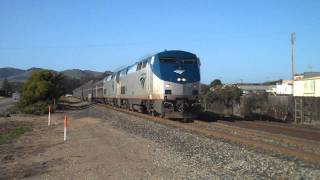 preview picture of video 'Amtrak 11 at Grover Beach - 2/19/12 [HD]'