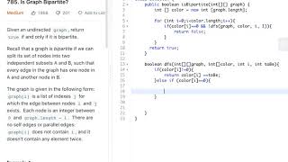 YouTube video 'Is Graph Bipartite - Leetcode 785'