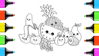 Fruit Coloring Pages 🍉 | Cute Fruit Coloring Book for Kids
