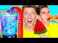 Gummy Food vs. Real Food SMOOTHIE CHALLENGE!! *GIANT GUMMY DRINK* Eating Best Gross Real Worm Candy