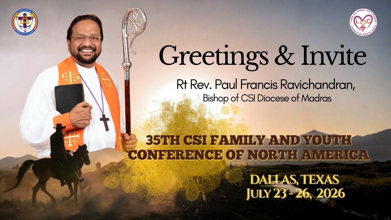 Rt Rev. Paul Francis Ravichandran - Greetings & Invite