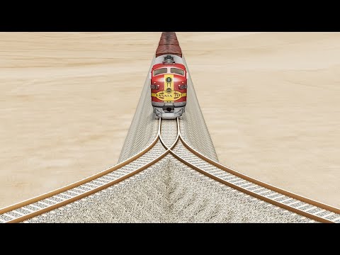 Impossible Weird Diverging Rail Tracks Vs Trains Crossing - BeamNG.Drive