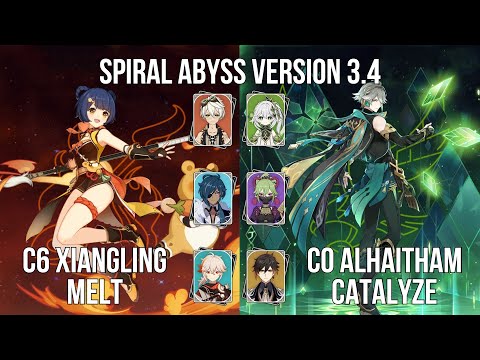 C6 Xiangling Quickswap Melt - C0 Alhaitham Catalyze | 3.3-3.4 Spiral Abyss Floor 12 | Genshin Impact
