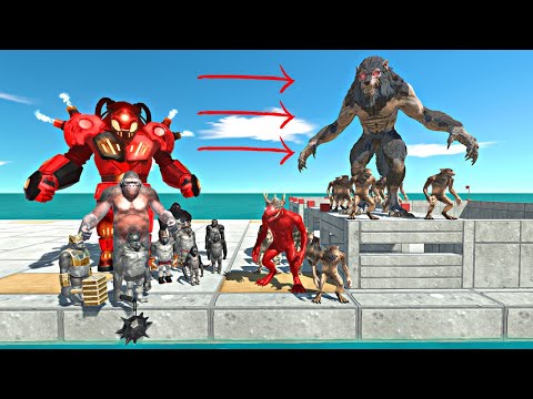 Mutant Primates Attack Werewolf Team Castle Defense - Animal Revolt Battle Simulator