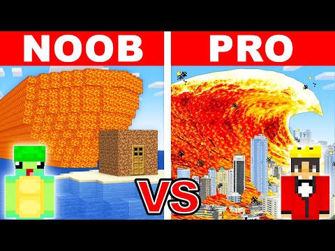 LAVA TSUNAMI CHALLENGE: Can NOOB build like PRO in Minecraft?