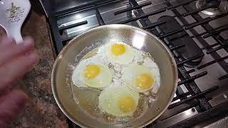 1495 How to Cook Eggs in a stainless steel pan without sticking Sunny Side Up over medium hard AllCl