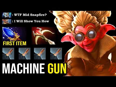 HOW TO SOLO MID SNAPFIRE First Item Scepter Daedalus 100% Machine Gun 7.27 Most Epic Build 8K DotA 2