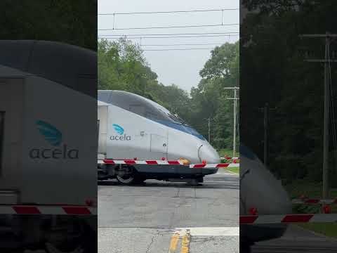 Fast Amtrak Acela at Railroad Crossing!