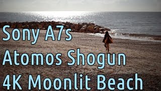 preview picture of video 'Sony A7s & Atomos Shogun 4k Video in Low Light  High ISO - Moon light beach at Clacton'