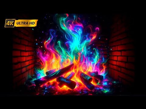Cozy RAINBOW FLAMES 4K! Hypnotic Fireplace & Soothing Crackles for a Dreamy Valentine’s Night!
