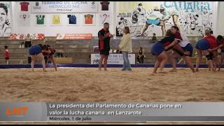 La presidenta del Parlamento de Canarias pone en valor la lucha canaria en Lanzarote